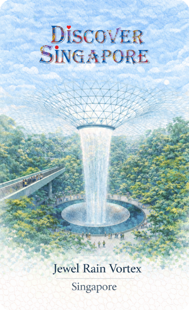 Airport Jewel Rain Vortex — hand-illustrated watercolor fridge magnet