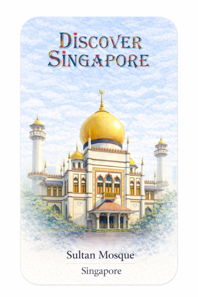 Sultan Mosque — hand-illustrated watercolor fridge magnet