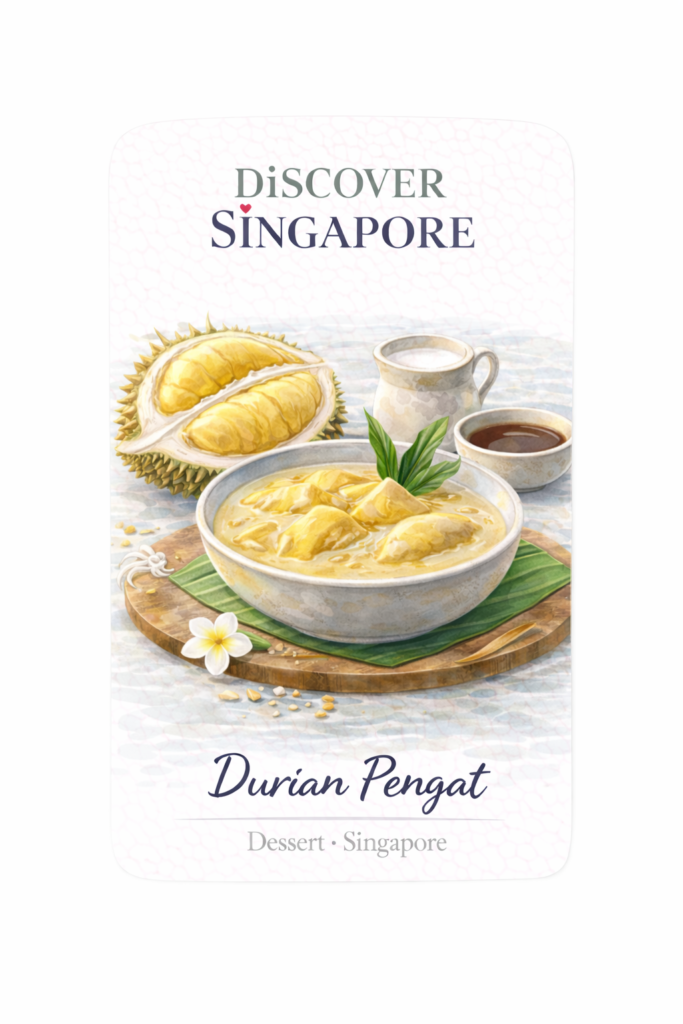 Durian Pengat — hand-illustrated watercolor fridge magnet